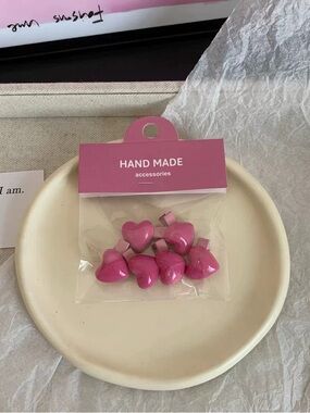 Hand Made Pink Heart Clips - 6 Pack
